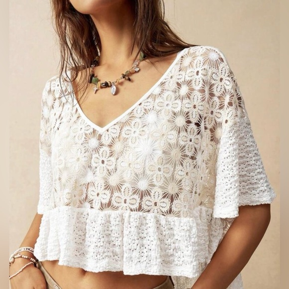 White Lace Ruffle Top - Picture 4 of 11